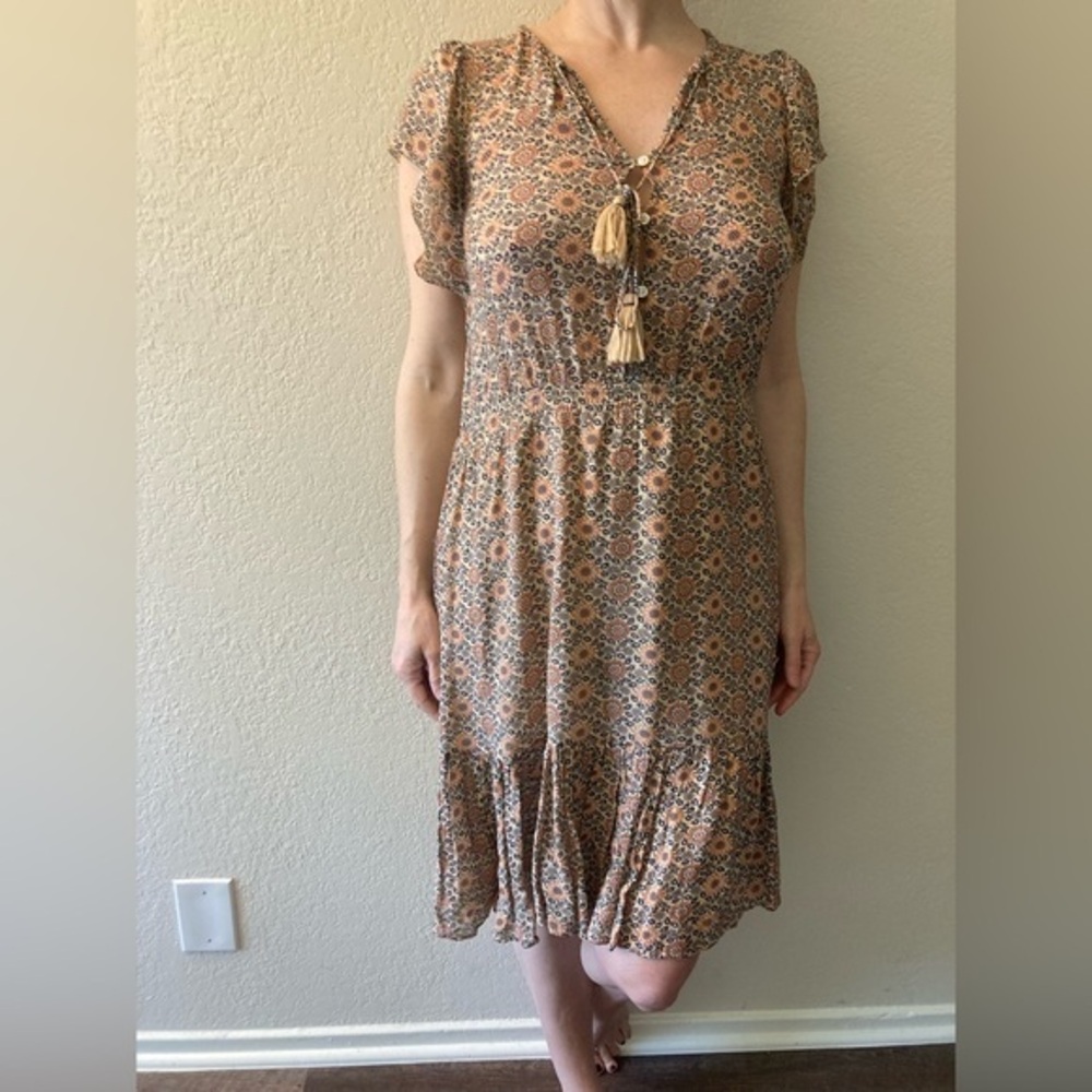 Vanessa Bruno, Floral tassel Bohemian lightweight dress medium size 40